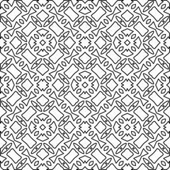 Stylish texture with figures from lines.
Abstract geometric black and white pattern for web page, textures, card, poster, fabric, textile. Monochrome graphic repeating design. 