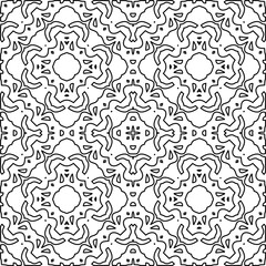 Stylish texture with figures from lines.
Abstract geometric black and white pattern for web page, textures, card, poster, fabric, textile. Monochrome graphic repeating design. 