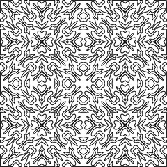 Stylish texture with figures from lines.
Abstract geometric black and white pattern for web page, textures, card, poster, fabric, textile. Monochrome graphic repeating design. 