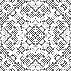Stylish texture with figures from lines.
Abstract geometric black and white pattern for web page, textures, card, poster, fabric, textile. Monochrome graphic repeating design. 