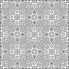 Stylish texture with figures from lines.
Abstract geometric black and white pattern for web page, textures, card, poster, fabric, textile. Monochrome graphic repeating design. 