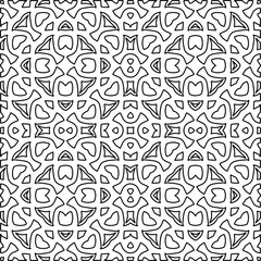 Stylish texture with figures from lines.
Abstract geometric black and white pattern for web page, textures, card, poster, fabric, textile. Monochrome graphic repeating design. 