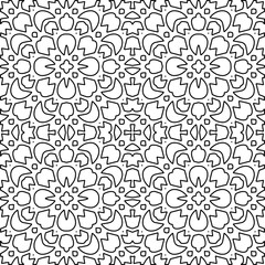 Stylish texture with figures from lines.
Abstract geometric black and white pattern for web page, textures, card, poster, fabric, textile. Monochrome graphic repeating design. 