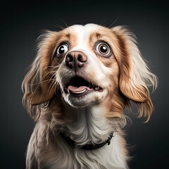 Fototapeta premium A cute dog with surprise expression. Generative AI