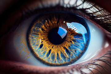 Beautiful big blue eye macro. illustration
Big beautiful eye. Generative AI