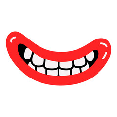 Emotional Bold Doodle Lips Graphic Element. Bright Smile