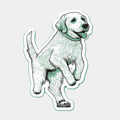 cute dog illustration sticker doodle white background, animal, mascot, cartoon illustration