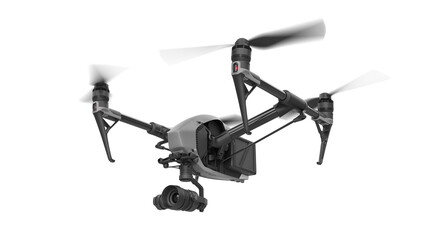 Professional filming drone 3D rendering isolated on transparent background - 581028873