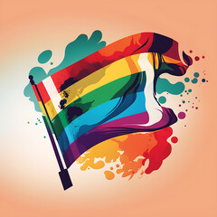 Generative ai illustration of flag illustration, LGBTQ+ colors