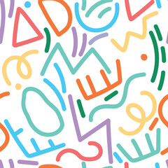  Hand drawing of brushes, zigzags, lines and curves.