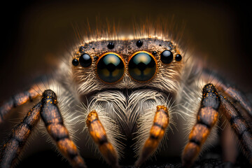 Cute jumping spider macro, close up view, Generative AI
