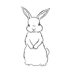 Obraz premium Cute Bunny sketch. Print for children's textiles, poster design, nursery. Rabbit. Vector illustration stock. Children coloring