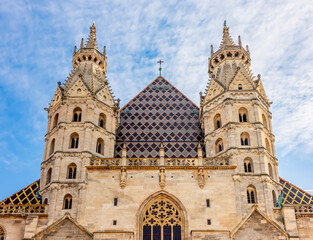 St. Stephen's cathedral towers on Stephansplatz square, Vienna, Austria