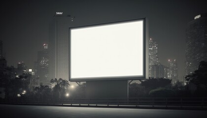 empty billboard at street side in urban capital city, mockup copy space, Generative Ai