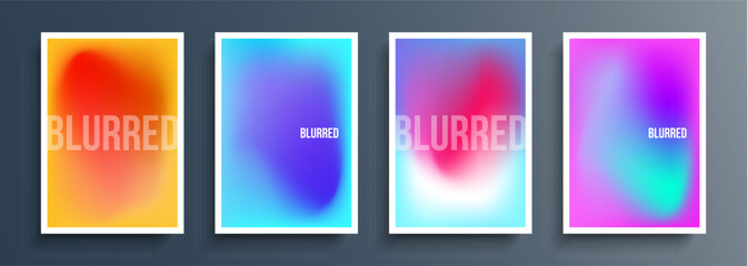 Set of blurred backgrounds with vibrant color gradient for your creative graphic design. Defocused covers templates collection. Vector illustration.
