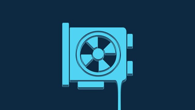 Blue Video graphic card icon isolated on blue background. 4K Video motion graphic animation