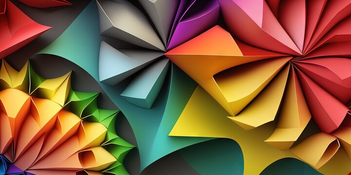 Colorful origami paper as abstract wallpaper background, Generative AI