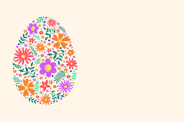 Floral Easter egg. Hand drawn Easter decoration. Vector illustration