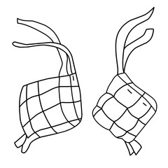 Obraz premium Doodle Ketupat Ramadhan Eid Mubarak 