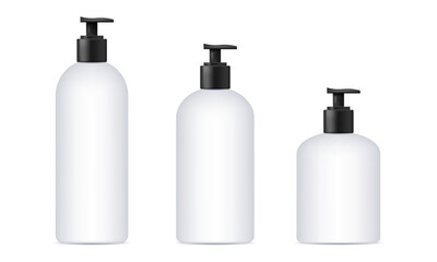 Vector mockup white bottle with a dispenser for shampoo liquid soap and detergents