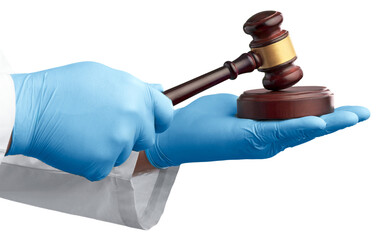 Forensic medicine, science or criminalistics legal investigation or medical practice - judge gavel...