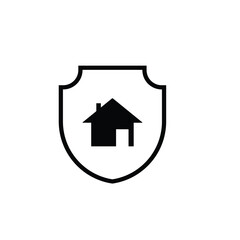 Black shield with house icon