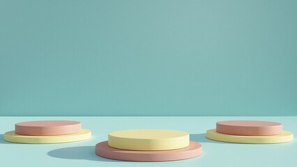 Podium Background 3D ,There is an area for displaying products ,promote products, Product presentation,3D rendering,show cosmetic product display,help the product stand out,3D Mock up,Minimal style,