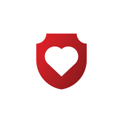 Red shield with white heart icon