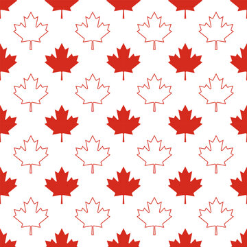 Red Canada Maple, Leaf Seamless Pattern vector illustration
