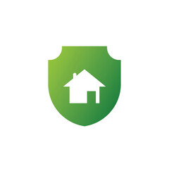 Green shield with house icon