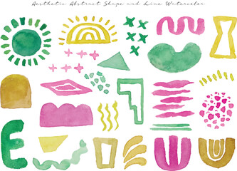 a set of aesthetic abstract shape watercolor collection