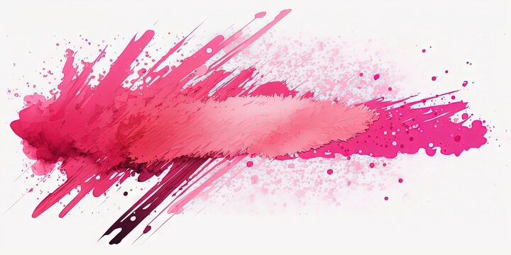 Pink abstract brush stroke in watercolor style isolated on white background, Generative AI