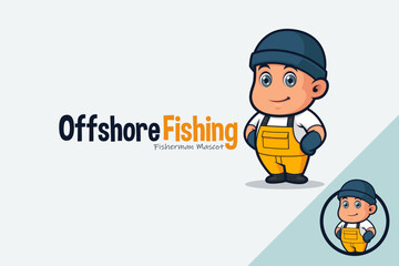 Cute Offshore Fisherman Wearing Yellow Jumpsuit and Gloves