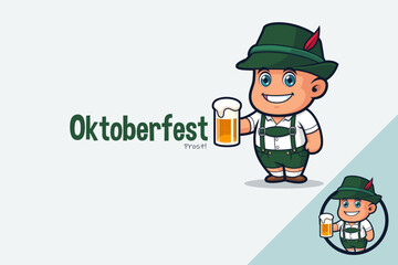 Cute German Wearing Lederhosen and Tyrolean Hart