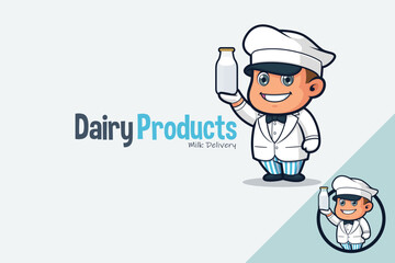 Cute Milkman Delivering Milk