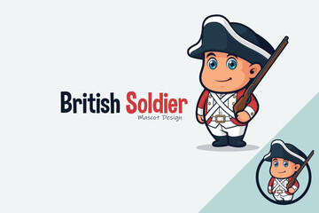 Cute British Royal Army in Classic Red Coat Uniform