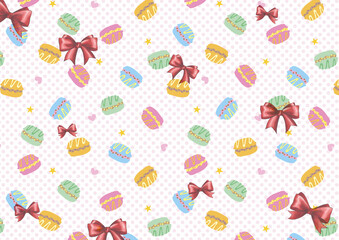 壁紙　マカロンとリボン