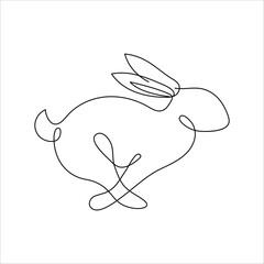 Bunny line art style icon. Rabbit line art icon. Abstract outline rabbit. Continous line drawing Rabbit minimalism style. Easter bunny linear icon. Vector illustration