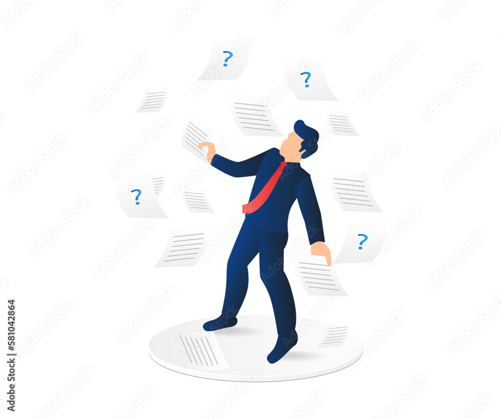 Aufkleber isometric flat 3d illustration concept of man working on a lot of paper data