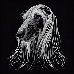 Afghan Hounds Dog Breed Isolated on Black Background. Generative AI