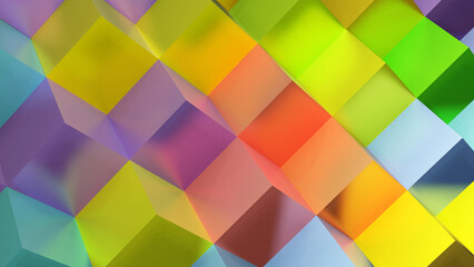 Colorful rainbow color hexagonal cube structure (3D Rendering)