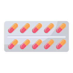 Vector cartoon image of blisters with tablets . The concept of healthcare, medicine and health. Hospital elements for your design.