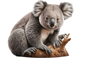 view of a koala sitting on a branch , ai generated