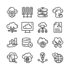 Data Vector Hand Draw Outline icon style illustration. EPS 10 Files Set 1