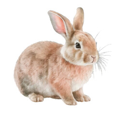 Obraz premium Spring easter watercolor cute bunny rabbit. Transparent background. Generative AI