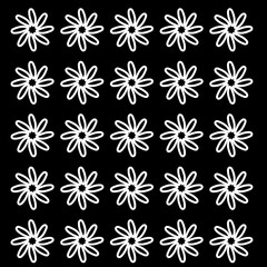 seamless pattern with flowers on black background