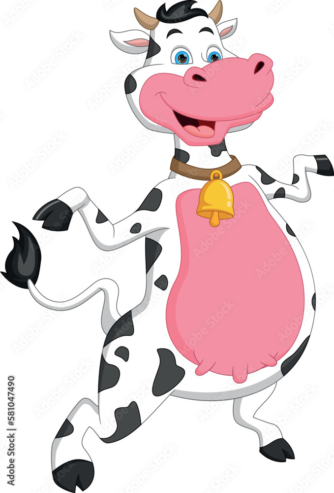 Canvas Prints cartoon happy cute cow