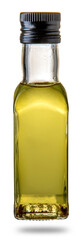 Olive oil flavoured with grated black truffle in small glass bottle