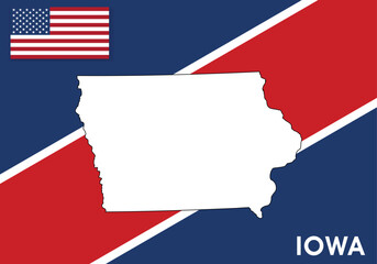 Fototapeta premium Iowa - USA, United States of America Map vector template. white color map on flag background for design, infographic - Vector illustration eps 10