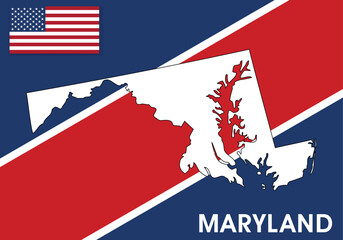 Obraz na płótnie Canvas Maryland Map - USA, United States of America Map vector template. white color map on flag background for design, infographic - Vector illustration eps 10